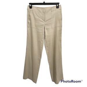 TAHARI / "Wes" Khaki Linen Blend Wide Leg Pants Size 6